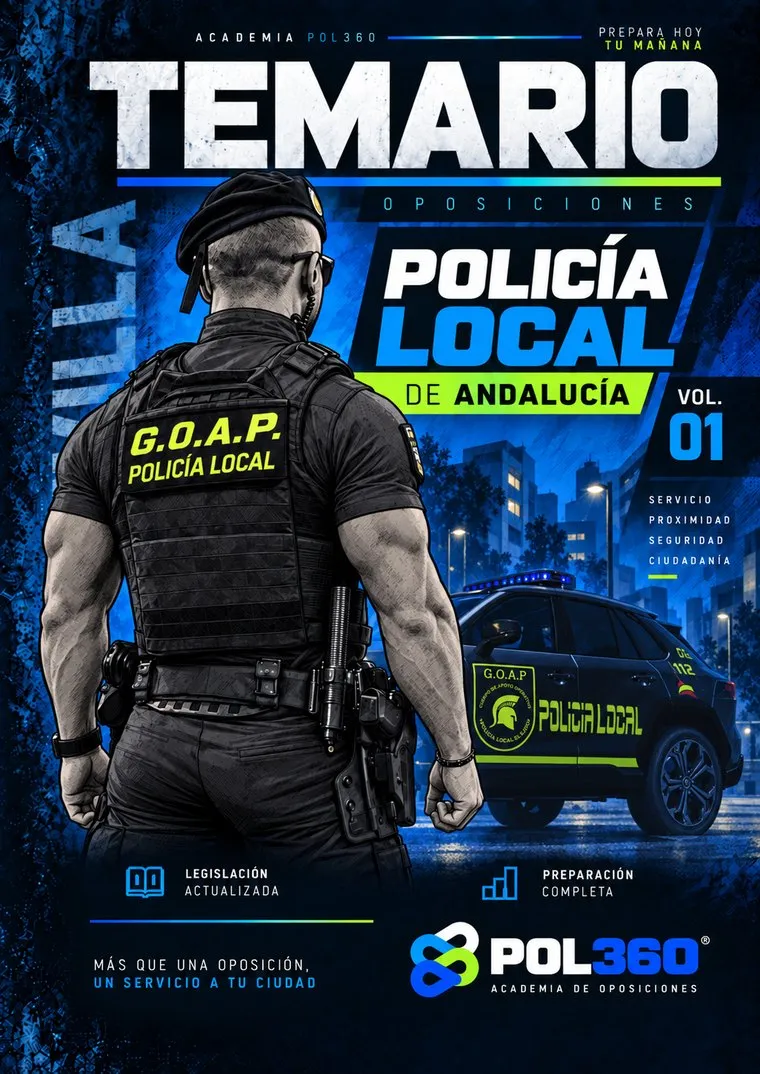 Portada del volumen 1 del temario POL360 para Policía Local de Andalucía